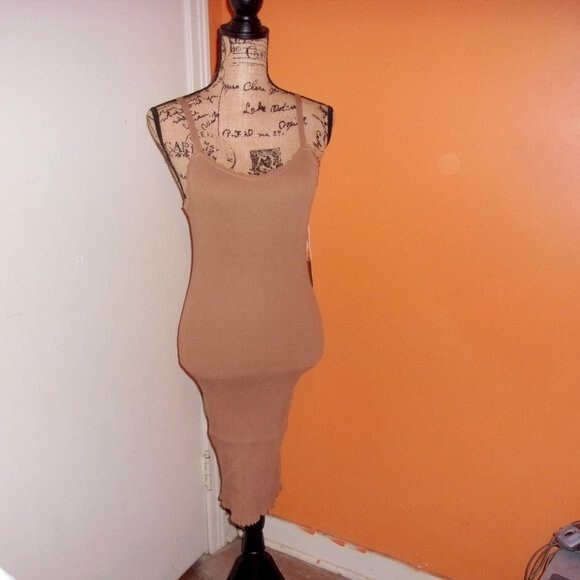 Active USA Large Khaki Knit Bodycon Dress NWT - Picture 5 of 8